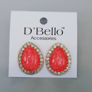 D’ Bello Accessories NWT Pink Gem And CZ Gold Tone Pierced Earrings